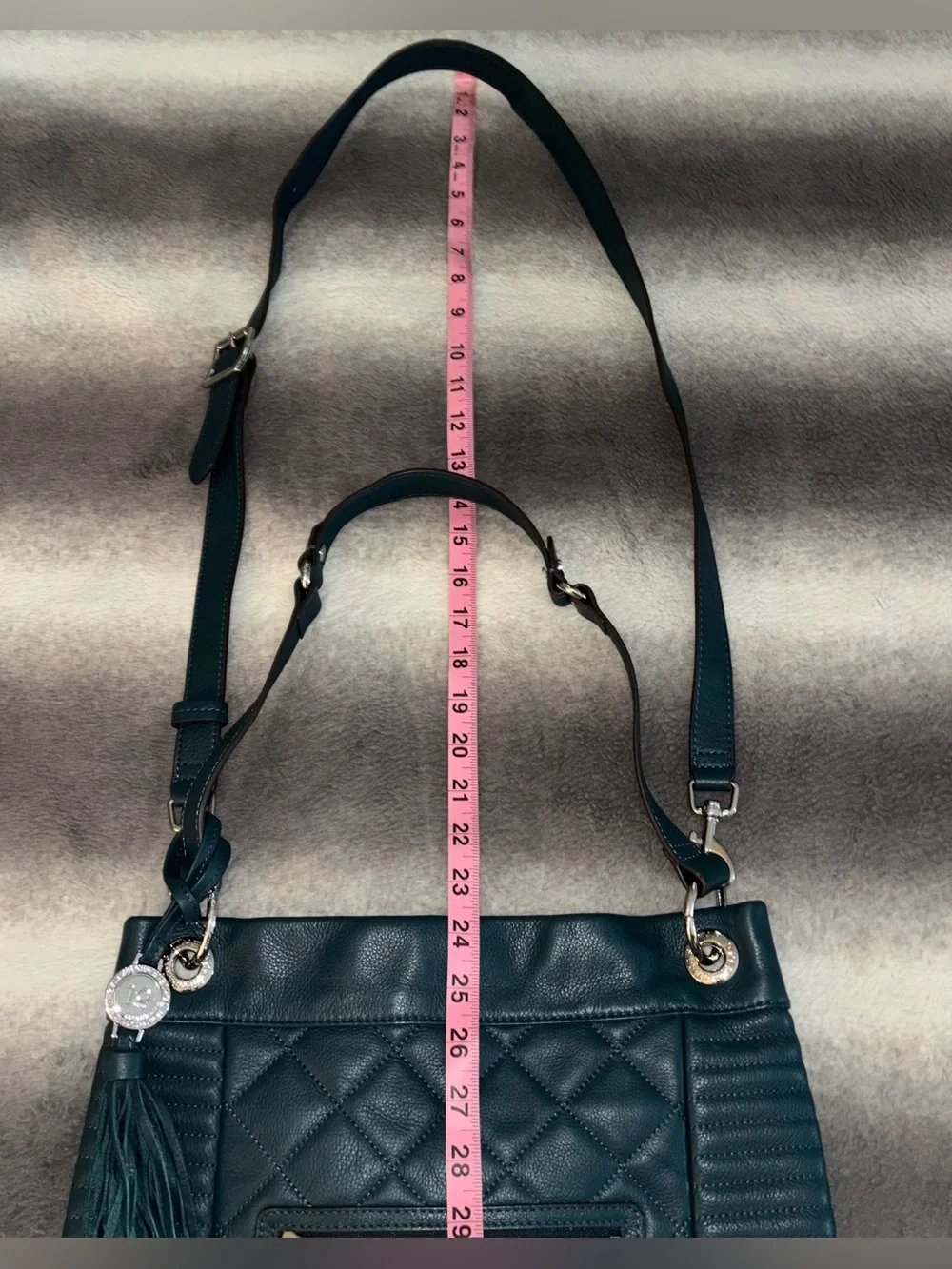 Aimee Kestenberg Serena Teal Leather Quilted Convertible Crossbody Hobo Bag